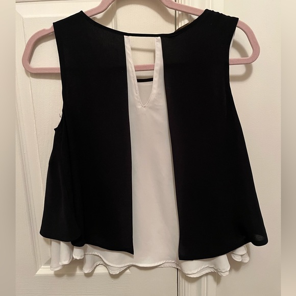 Zara Tuxedo Black and Ivory Sleeveless Blouse - Picture 5 of 6